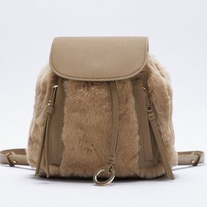 ZARA BNWT Faux Fur Backpack